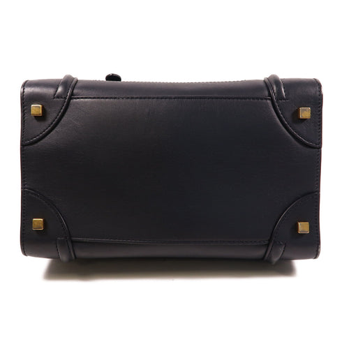 CELINE GHW Mini Luggage Handbag 165213HSC Calfskin Leather Black