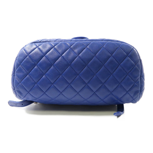 CHANEL Quilted CC SHW Backpack Rucksack Lambskin Leather Blue