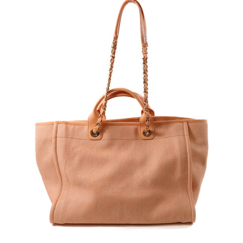 CHANEL CC GHW Deauville 2 Way Shoulder Tote Bag Canvas