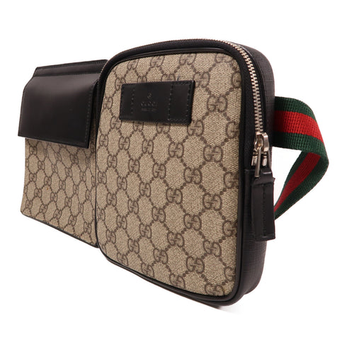 GUCCI GG SHW GG Waist Bag 450956 Coated Canvas Brown/Black
