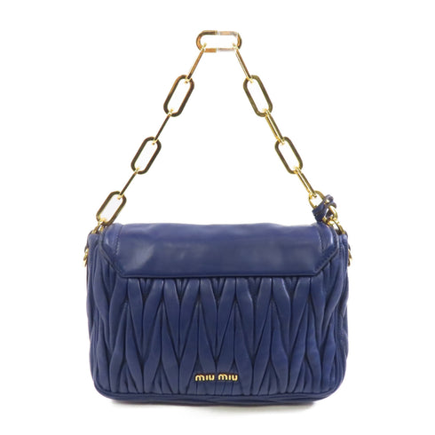 Miu Miu GHW 2way Shoulder Bag Lambskin Leather Blue