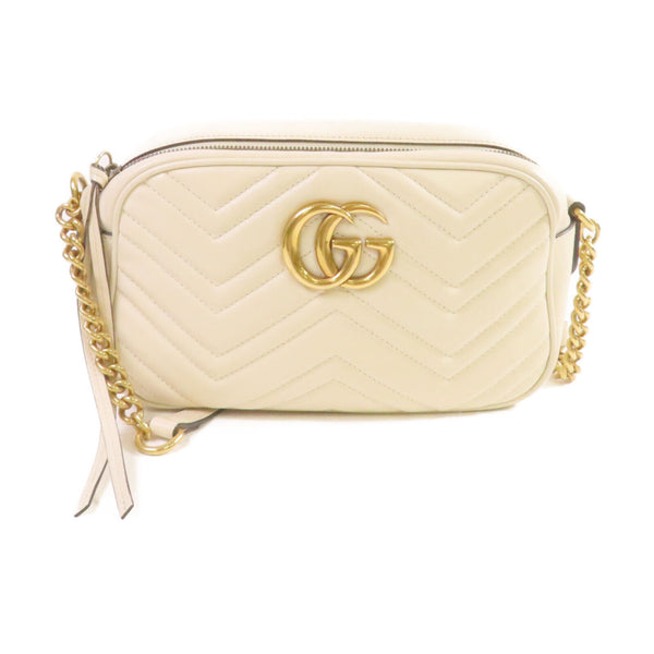 GUCCI GG GHW GG Marmont Shoulder Bag Crossbody Calfskin Leather 447632 White