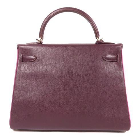 HERMES PHW Kelly 32 2 Way Shoulder Bag Veau Epsom Leather Raisin Rose Pourpre