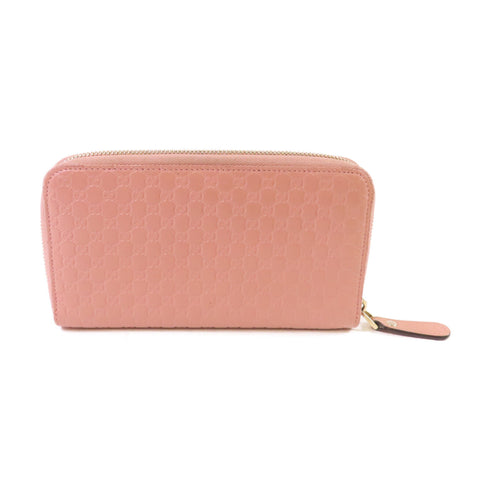 GUCCI GG GHW Microguccissima GG Logo Zipper Long Calfskin Leather 449391 Pink
