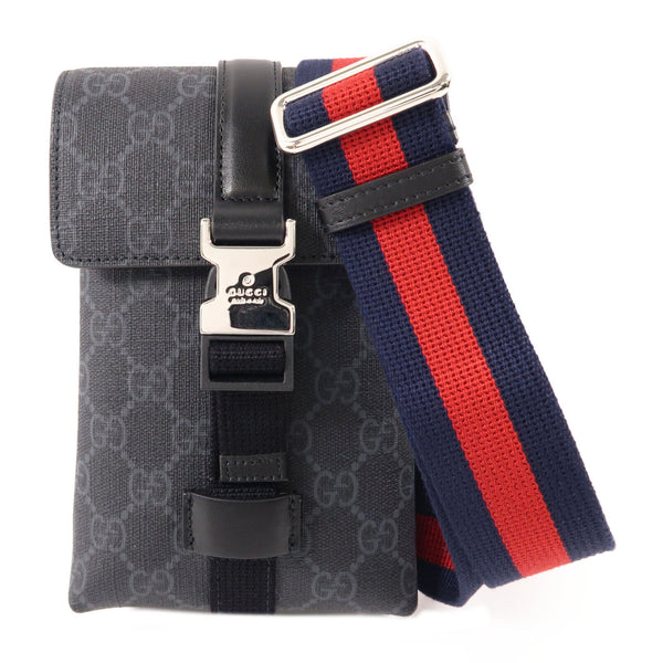 GUCCI GG SHW Shoulder Crossbody Bag PVC Coated Canvas Black