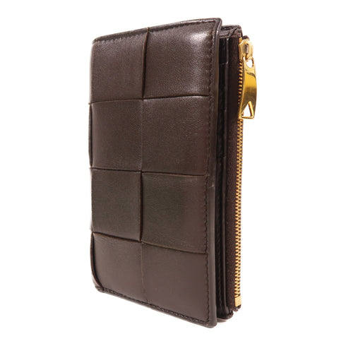 BOTTEGA VENETA BV GHW Bi-Fold Wallet Calfskin Leather Brown