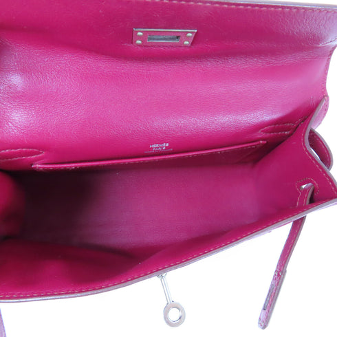 HERMES PHW Pochette Kelly Handbag Veau Swift Leather Red