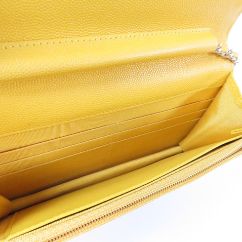 CHANEL Quilted CC GHW WOC Wallet On Chain Shoulder Bag Caviar Leather Yellow