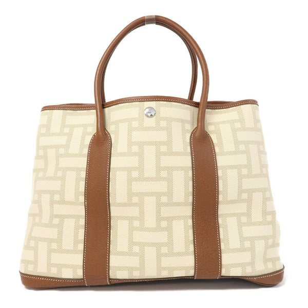 HERMES PHW Garden Party PM Hand Bag/Tote Bag Canvas Gold/Beton