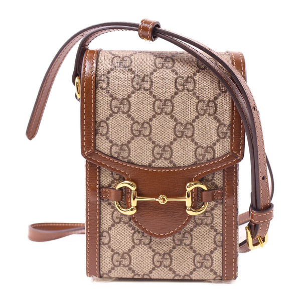 GUCCI GG GHW Horsebit 1955 Mini Bag Shoulder Bag 625615 Coated Canvas Brown