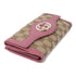GUCCI GG GHW Interlocking Long Wallet 282426 Canvas Leather Brown Pink
