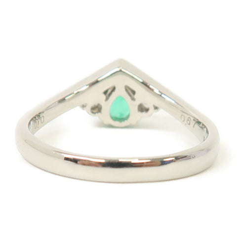 FINE JEWELRY 0.67ct Emerald/0.10ct Diamond Ring PT900 US#8.5