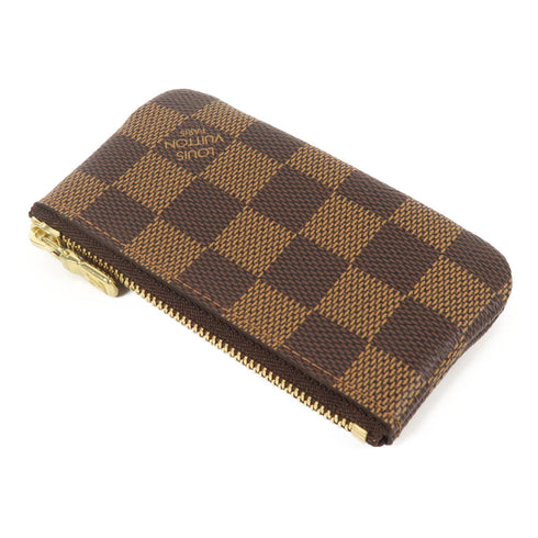 LOUIS VUITTON LV GHW Key Pouch Coin Case Purse N62658 Damier Ebene Brown