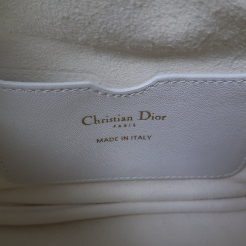 Christian Dior CD Vibe Hobo 2 Way Shoulder Bag Lambskin Leather White