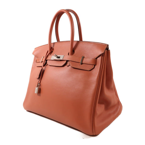 HERMES PHW Birkin 35 Handbag Veau Swift Leather Rose Tea Pink