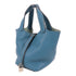 HERMES PHW Picotin PM Hand Bag/Bucket Tote Bag Clemence Blue