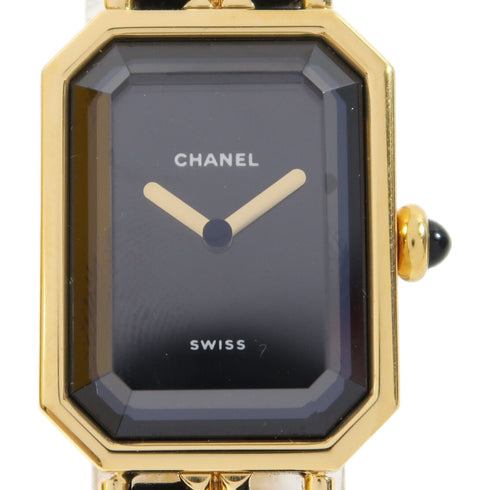 CHANEL CC Premiere Quartz Watch H0001-L Gold Plated/Leather Black v1