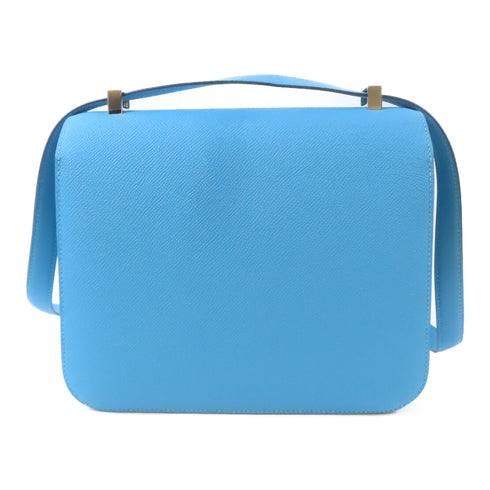 HERMES PHW Constance 24 Shoulder Bag Veau Epsom Leather Celeste Blue