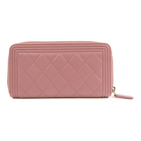 CHANEL CC GHW Boy Long Wallet Lambskin Leather