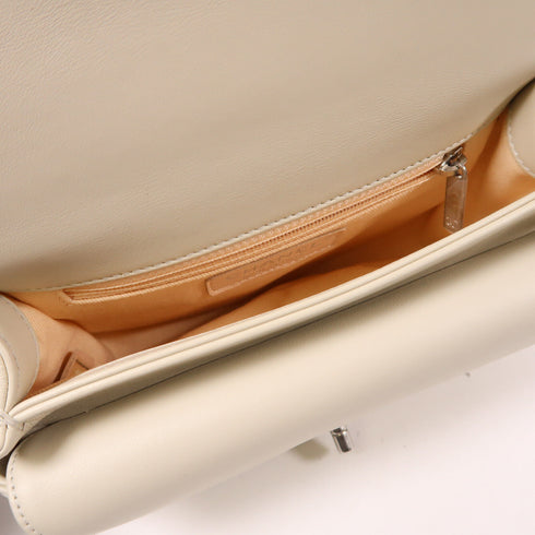 CHANEL CC SHW Chain Shoulder Bag Calfskin Leather White