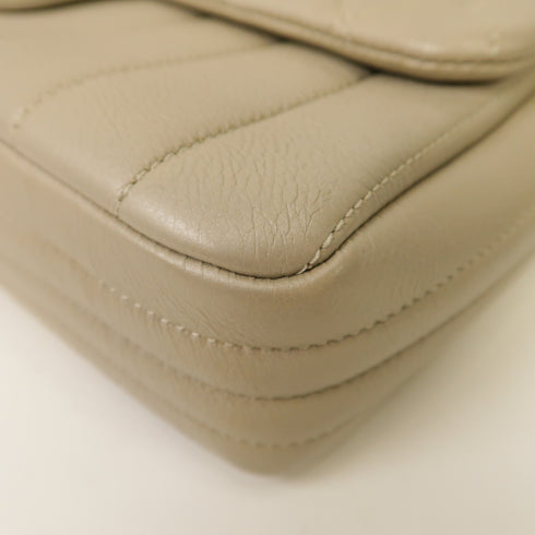 CHANEL CC SHW Chain Shoulder Bag Calfskin Leather Grey