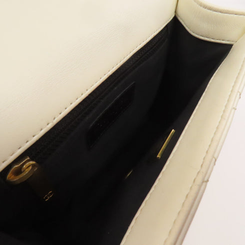 CHANEL Quilted CC GHW Shoulder Bag Lambskin Leather White
