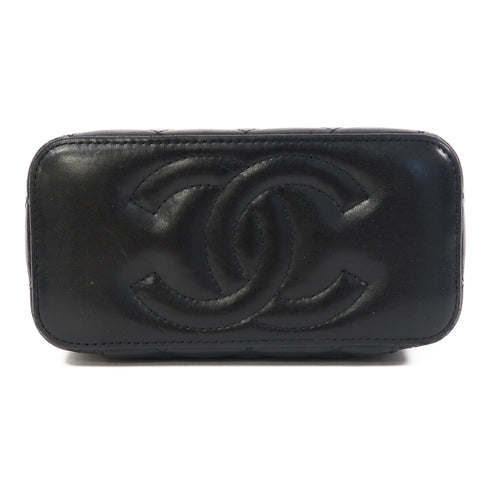 CHANEL Quilted CC GHW Vanity Case Chain Shoulder Bag AP3120 Lambskin Black