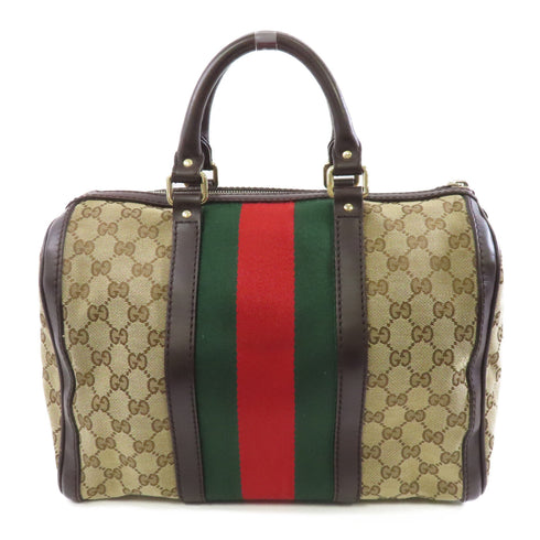 GUCCI GG GHW 2 Way Shoulder Boston Bag 247205 Canvas Leather Brown