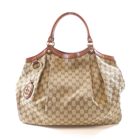 GUCCI GG GHW Sukey Hobo Shoulder Bag 211943 Canvas Brown