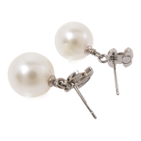 CHANEL CC Earrings Accessories A23 Metal PVC Silver White