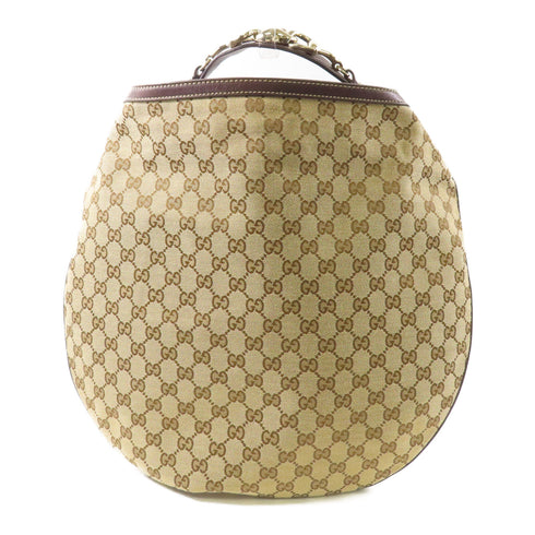 GUCCI GG GHW Shoulder Bag Canvas Brown 170014