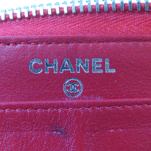 CHANEL CC SHW Long Wallet Calfskin Leather Red