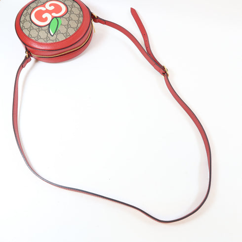 GUCCI GG GHW Shoulder Crossbody Bag 625216 PVC Coated Canvas Brown Red