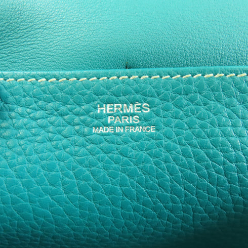 HERMES PHW Halzan 31 2way Shoulder Bag Taurillon Clemence Leather Green