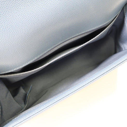 CHANEL CC GHW Boy 25 Chain Shoulder Bag Calfskin Leather Blue