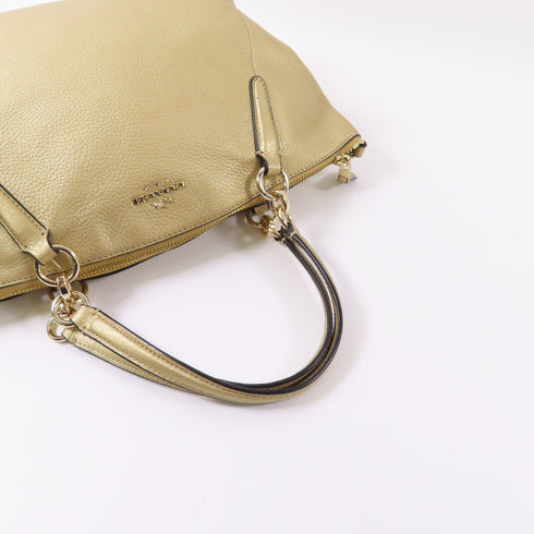 COACH GHW Shoulder Bag J1548 Calfskin Leather Gold