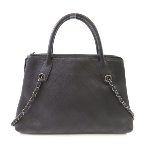 CHANEL Quilted SHW CC Handbag Shoulder Bag Calfskin Leather #21819608 Black