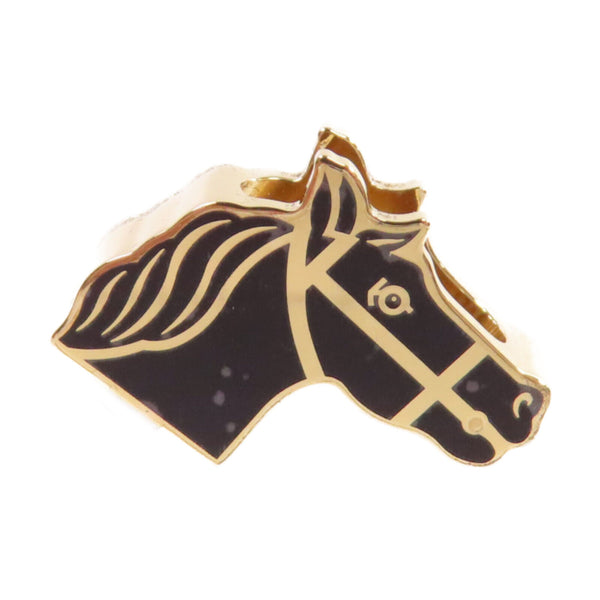 HERMES Quadrige Twilly Ring Scarf Ring Metal Gold Tone Color Black