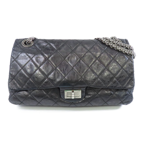 CHANEL Quilted CC SHW 2.55 Maxi Chain Shoulder Bag Calfskin Leather Black