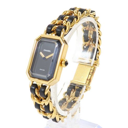 CHANEL CC Premiere Quartz Watch H0001-L Gold Plated/Leather Black v2