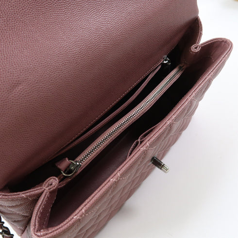 CHANEL Pink Pink Diamond-grained cowhide leather/lizard leather Coco Handle ...