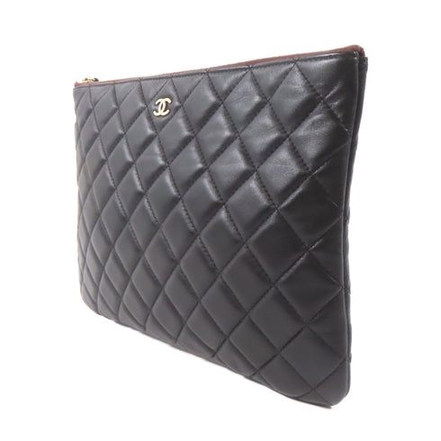 CHANEL CC GHW Clutch Bag A82545 Lambskin Leather Black