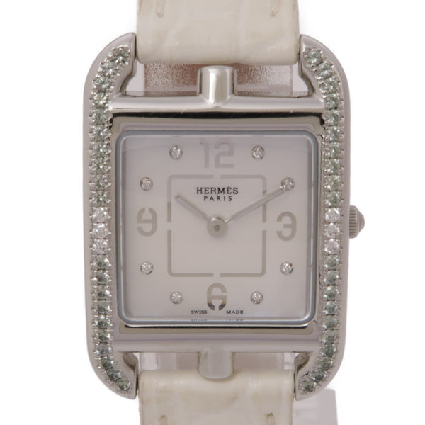 HERMES Cape Cod MM CC1.234 Quartz Watch Stainless Steel/Leather Belt White