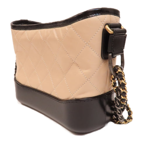 CHANEL Quilted CC GHW/SHW Mini Gabrielle Shoulder Bag Lambskin Leather Pink/Black