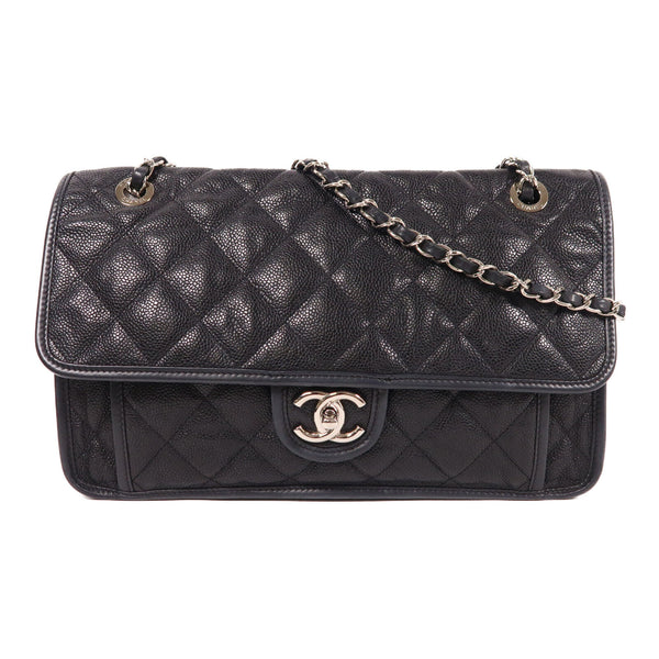 CHANEL CC SHW Chain Shoulder Bag Calfskin Leather Black v4
