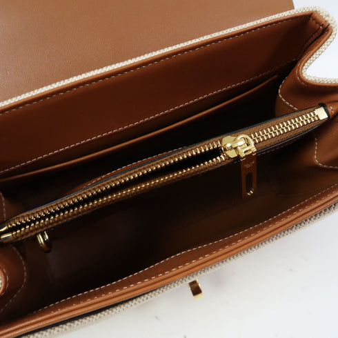 CELINE GHW Small 16 2 Way Shoulder Bag Canvas Brown/Beige
