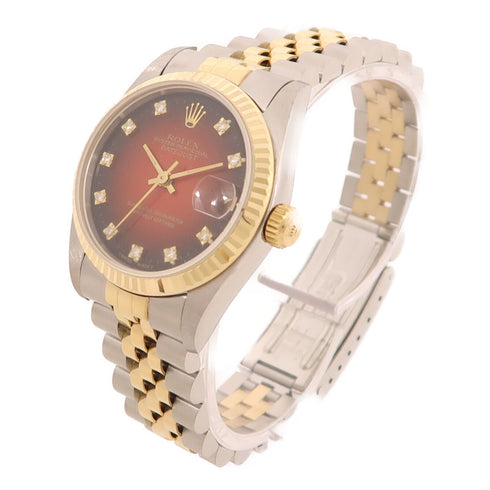 ROLEX Datejust Automatic Watch 68273 18K Yellow Gold/Stainless Steel Red