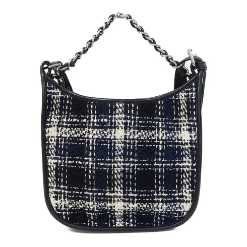 CHANEL CC SHW Shoulder Bag Tweed Blue