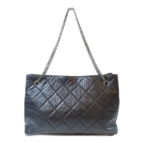 CHANEL Quilted CC SHW Chain Shoulder Bag Calfskin Leather Black v1