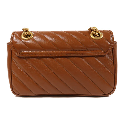 GUCCI GG GHW GG Marmont Mini Chain Shoulder 446744 Leather Brown